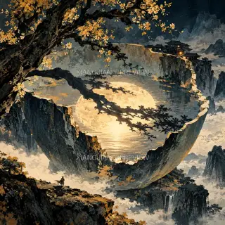 Moon in a Hollow · Illustration AI Image
