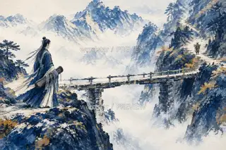 Waiting at the Misty Bridge · Illustration Image