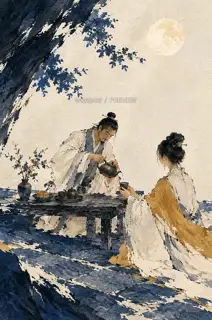 Reaching with Tea · Illustration Image