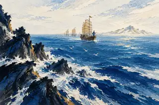 White Birds beyond the Reef · Illustration Image