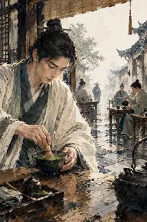 A Tea House after Rain · Illustration Image