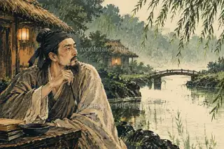 Spring Rain across the Stream · Illustration Image