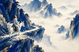 The White Donkey Across Peaks · Illustration Image
