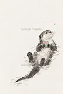 Otter Listening to Rain · Illustration AI Image