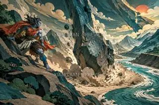 Fallen Stone · Paper Art AI Image