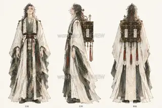 Shanlan Cangzhu, original promotional page character, three views on one board · Illustration Image