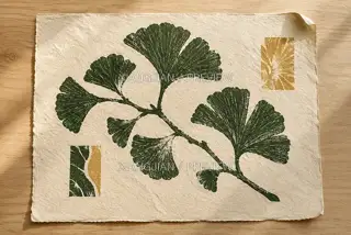 Ginkgo Rubbing · Printmaking AI Image