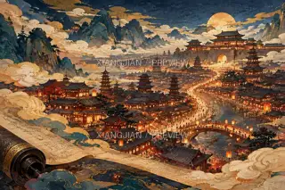 A Route of Lanterns · Illustration AI Image