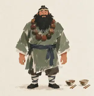 Sha Wujing · Small Portrait of a Traveler · Paper Art AI Image