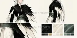 Crane Shadow Presides Over Spring, Spring Rite Broken Feather, Form and Material · Illustration Image