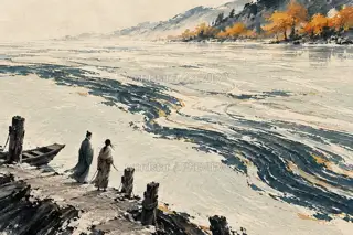Searching by the Ferry · Illustration Image