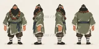 Sha Wujing · Small Portrait of a Traveler · Paper Art AI Image