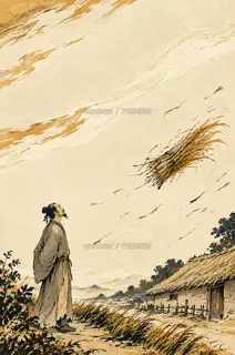 Autumn Wind over the Cottage · Illustration Image