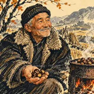 Chestnut Warmth by the Stove · Illustration Image