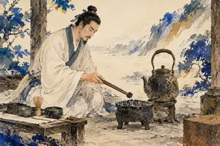 Adding Charcoal for the Water · Illustration Image