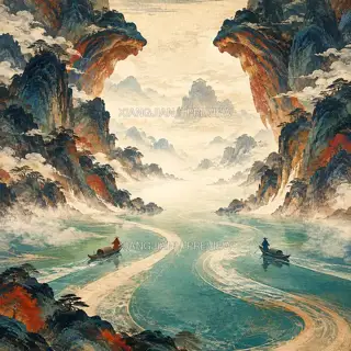 Converging Rivers · Illustration AI Image