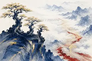 Pearl Shadows Across the Valley · Illustration Image