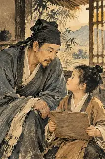 A Neighbor's Child Asks a Word · Illustration Image