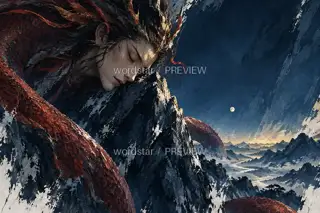 Closed Eyes Quiet Mountains · Illustration Image