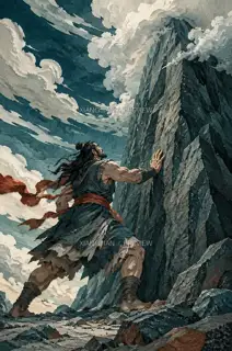 At the Rock Face · Paper Art AI Image