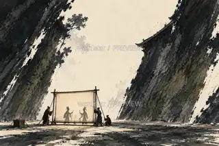 A Stage in the Old Courtyard · Illustration Image
