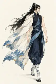 Moon Tide Walker, Ebb Leaves Traces, Art Style Trial Work · Illustration Image