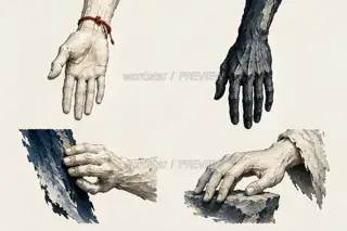 Mountain Folding Walker, Mountains and Rivers Enter the Body, Gesture Settings · Illustration Image