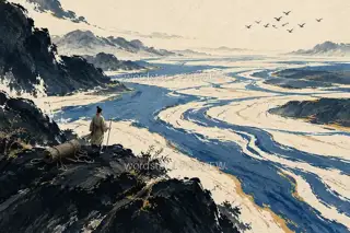Watching the River Branches · Illustration Image