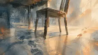 A chair just pushed away · Illustration Image