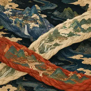 Homes Among Threads · Illustration AI Image