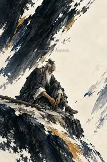 The Elder Ties His Shoe · Illustration Image