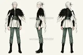 Crane Shadow Governing Spring · Spring Rite Broken Feather · Three Views · Illustration Image