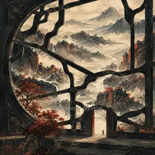 Landscape Through a Lattice · Illustration AI Image