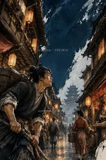 Lanterns at Nightfall · Illustration Image
