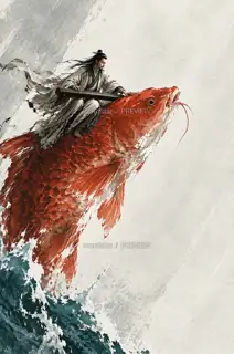 The Red Carp Breaks the Water · Illustration Image